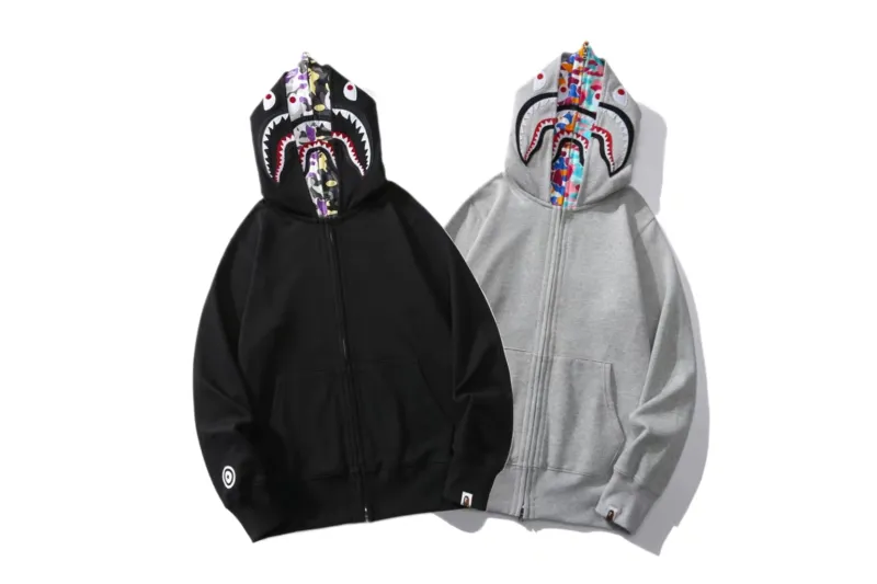 BAPE Color Camo Shark Wide Fit Full Zip Double Hoodie Black/Grey