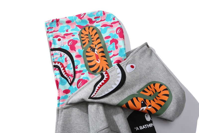 BAPE Color Camo Shark Wide Fit Full Zip Double Hoodie Black/Grey