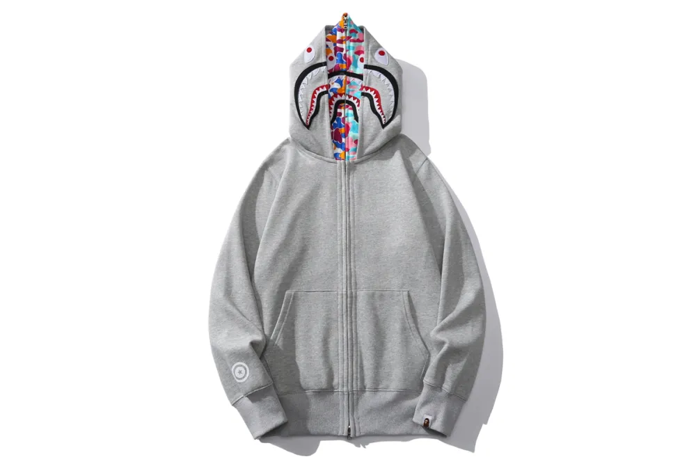 BAPE Color Camo Shark Wide Fit Full Zip Double Hoodie Black/Grey