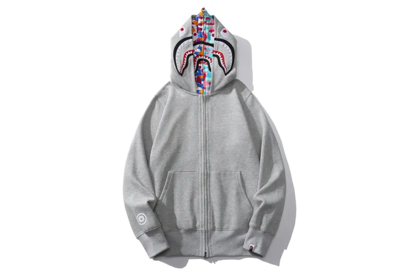 BAPE Color Camo Shark Wide Fit Full Zip Double Hoodie Black/Grey