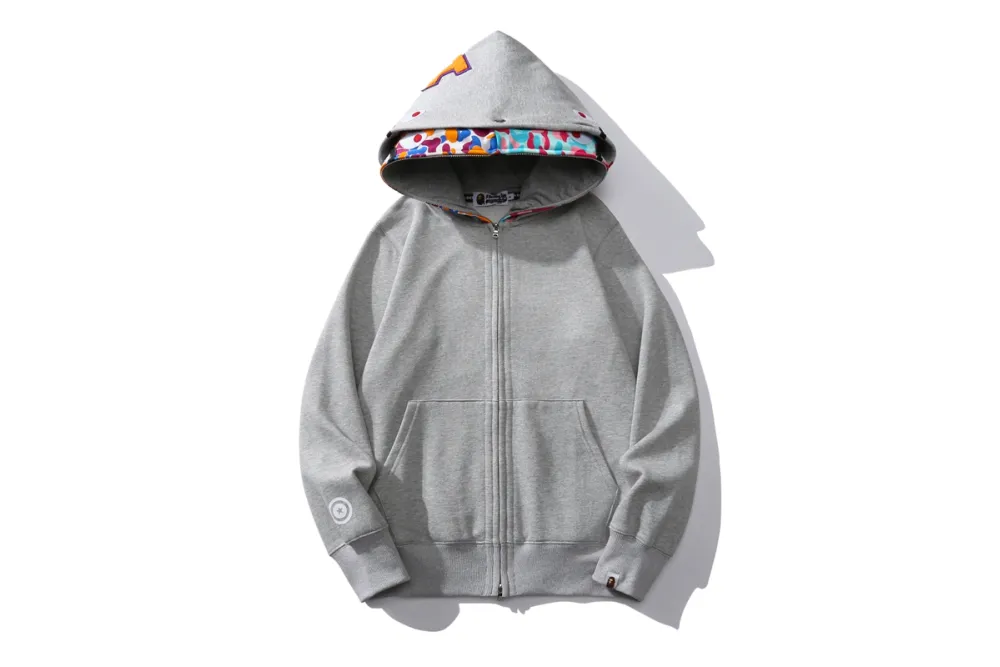 BAPE Color Camo Shark Wide Fit Full Zip Double Hoodie Black/Grey