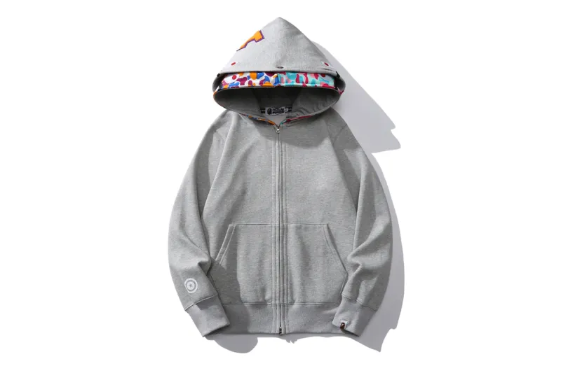 BAPE Color Camo Shark Wide Fit Full Zip Double Hoodie Black/Grey