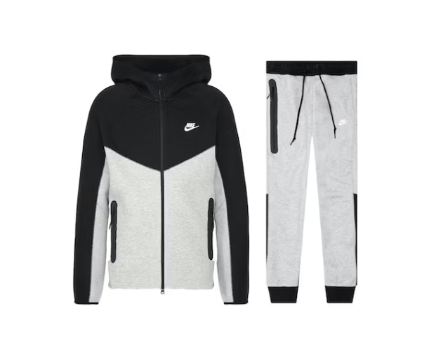 Nike Sportswear Tech Fleece Windrunner Full Zip Hoodie & Joggers Set Dark Grey Heather/Black/White