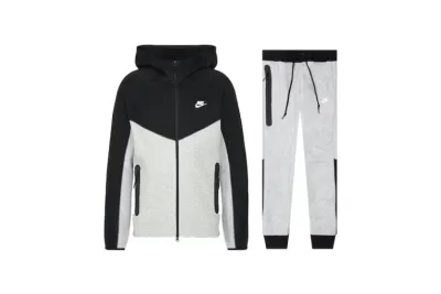 Nike Sportswear Tech Fleece Windrunner Full Zip Hoodie & Joggers Set Dark Grey Heather/Black/White 01