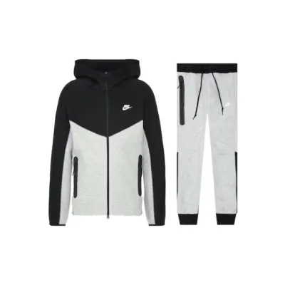Nike Sportswear Tech Fleece Windrunner Full Zip Hoodie & Joggers Set Dark Grey Heather/Black/White 01