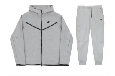 Nike Sportswear Tech Fleece Full Zip Hoodie & Joggers Set Grey 01