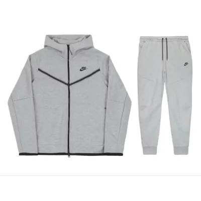 Nike Sportswear Tech Fleece Full Zip Hoodie & Joggers Set Grey 01