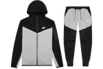 Nike Sportswear Tech Fleece Full Zip Hoodie & Joggers Set Black/Dark Grey Heather/White