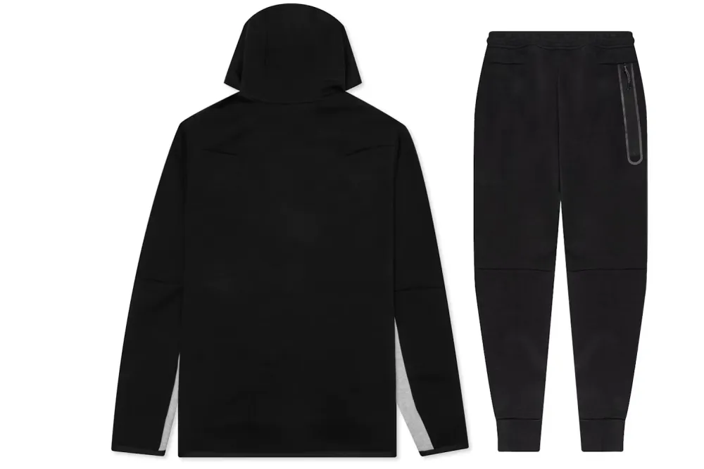 Nike Sportswear Tech Fleece Full Zip Hoodie & Joggers Set Black/Dark Grey Heather/White