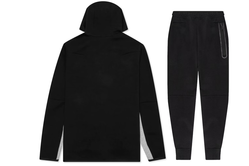 Nike Sportswear Tech Fleece Full Zip Hoodie & Joggers Set Black/Dark Grey Heather/White