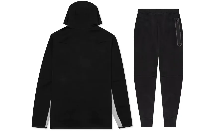 Nike Sportswear Tech Fleece Full Zip Hoodie & Joggers Set Black/Dark Grey Heather/White