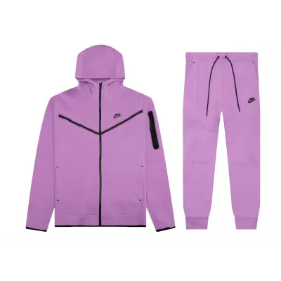 Nike Sportswear Tech Fleece Full Zip Hoodie & Pants Set Violet Shock/Black 01