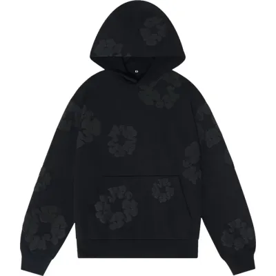 Denim Tears Cotton Wreath Hooded Sweatshirt Black Monochrome 01