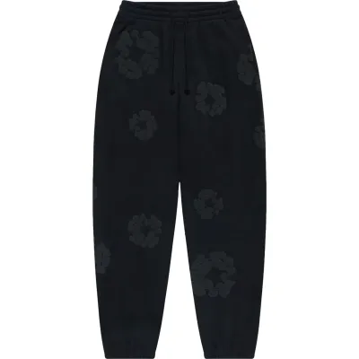 Denim Tears Cotton Wreath Sweatpants Black Monochrome 01