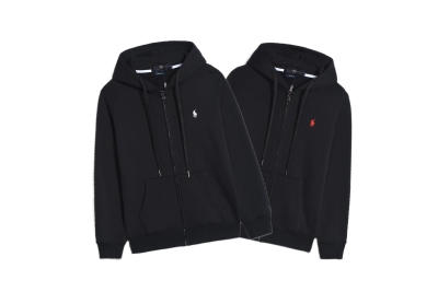 Polo Ralph Lauren Hoodie Black with Black Lace 01