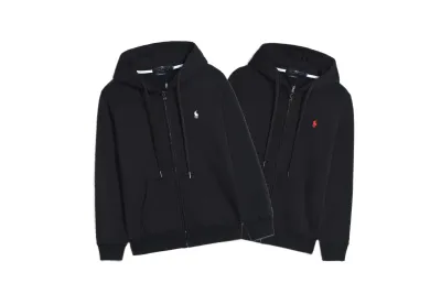 Polo Ralph Lauren Hoodie Black with Black Lace 01