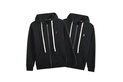 Polo Ralph Lauren Hoodie Black with White Lace 01