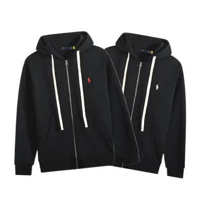 Polo Ralph Lauren Hoodie Black with White Lace 01