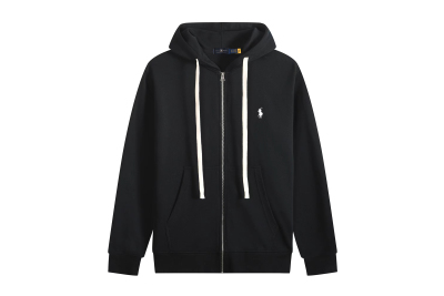 Polo Ralph Lauren Hoodie Black with White Lace 02