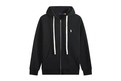 Polo Ralph Lauren Hoodie Black with White Lace 02