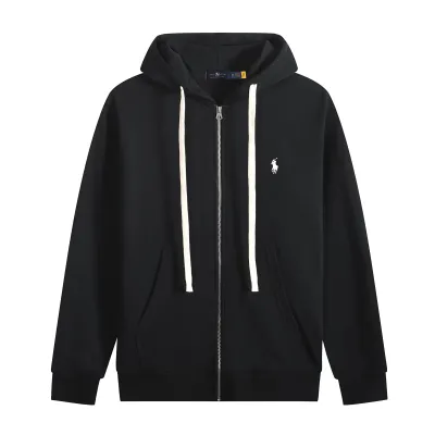 Polo Ralph Lauren Hoodie Black with White Lace 02