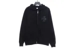 CHROME HEARTS Black Leather Cross Zip Up Hoodie