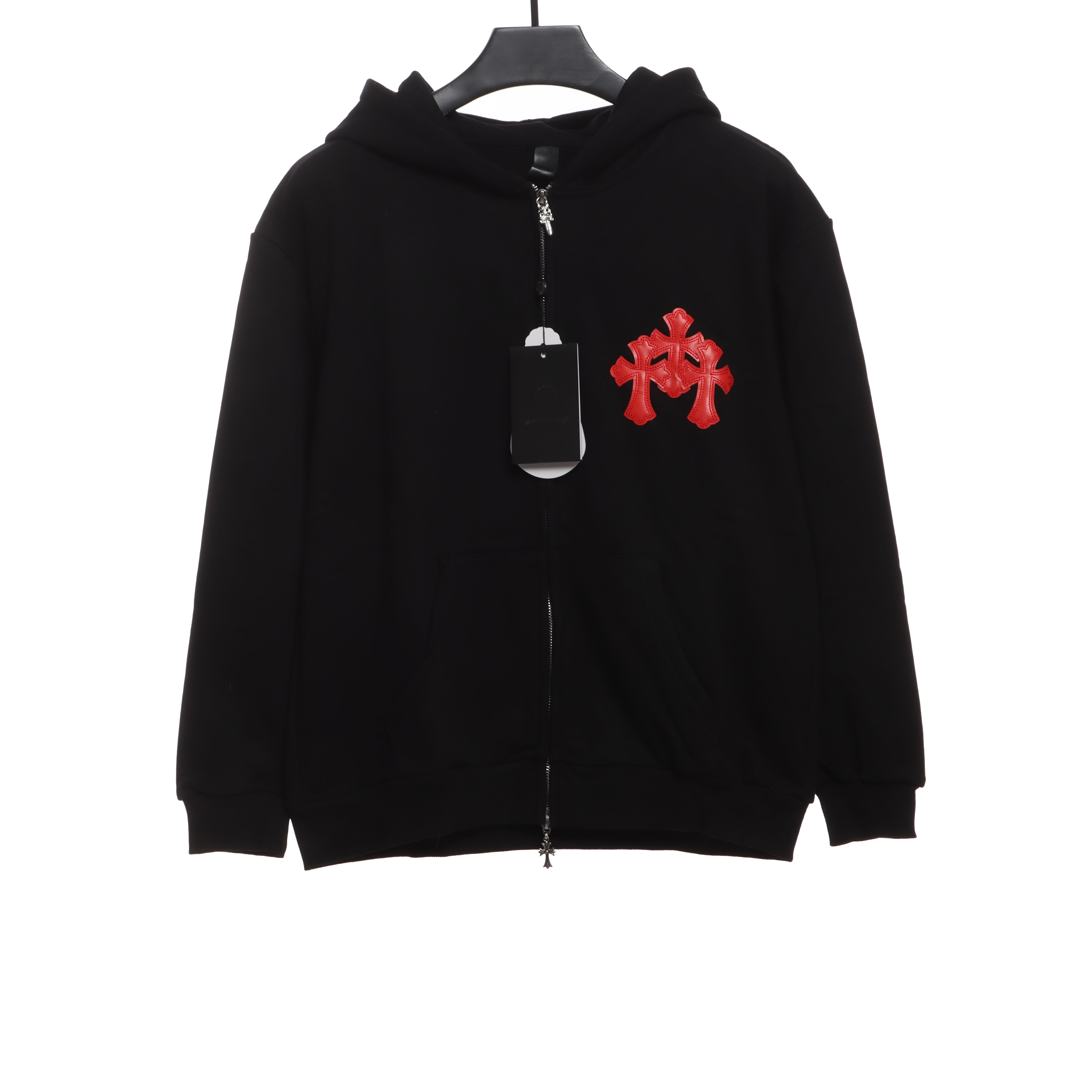CHROME HEARTS Red Triple Cross Zip Up Hoodie