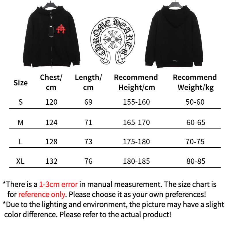 CHROME HEARTS Red Triple Cross Zip Up Hoodie