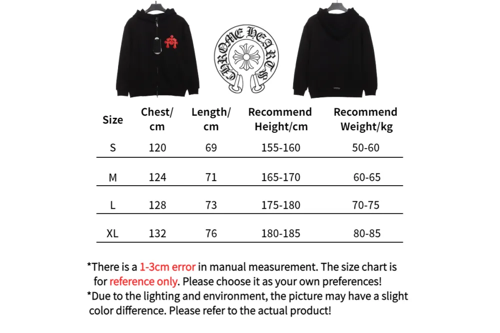 CHROME HEARTS Red Triple Cross Zip Up Hoodie