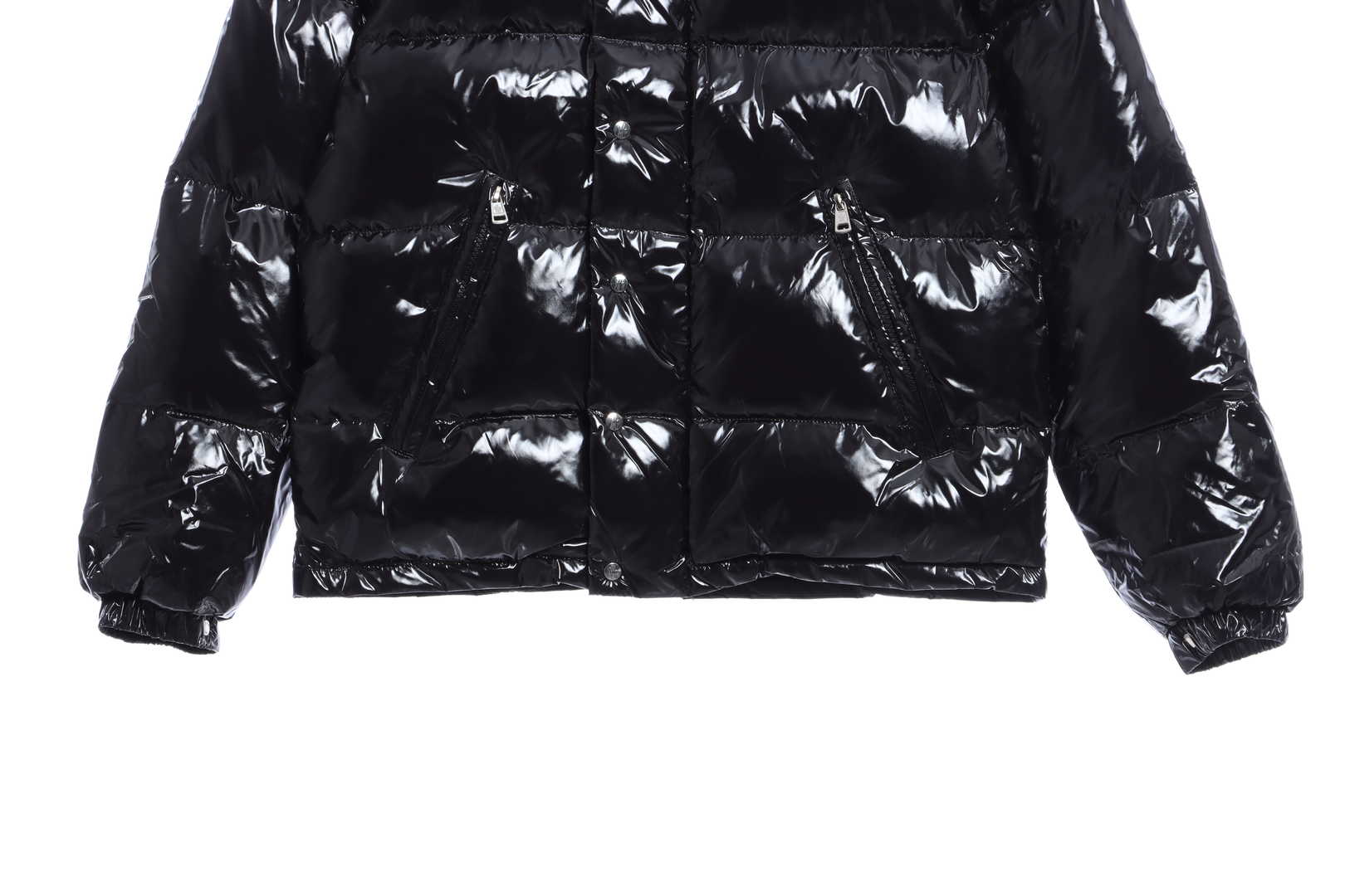 Moncler Lacquered Short Down Jacket Black