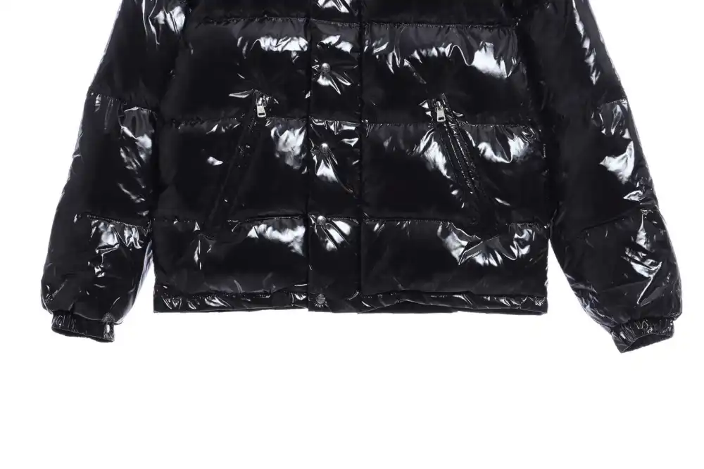Moncler Lacquered Short Down Jacket Black