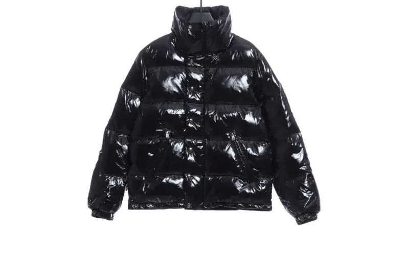 Moncler Lacquered Short Down Jacket Black