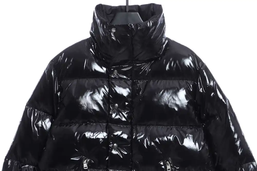 Moncler Lacquered Short Down Jacket Black