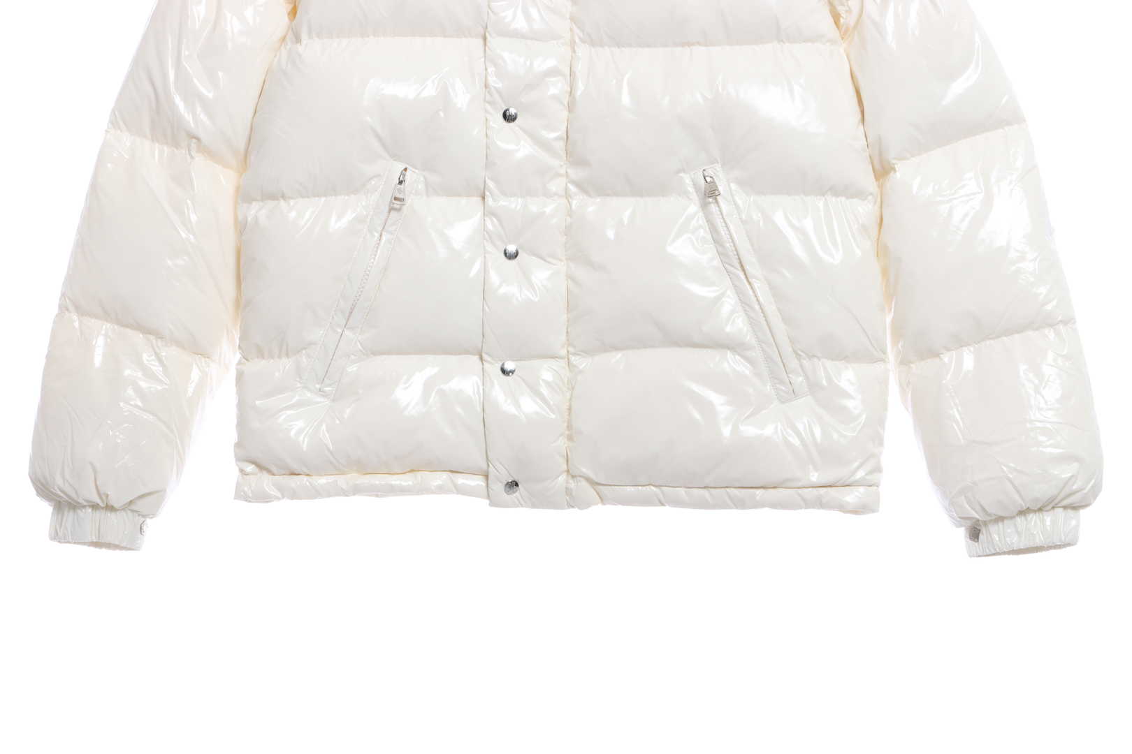 Moncler Lacquered Short Down Jacket White