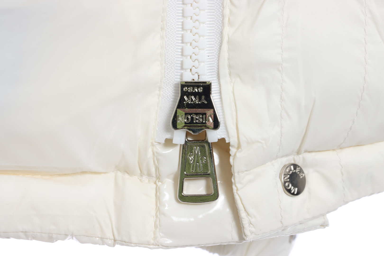 Moncler Lacquered Short Down Jacket White