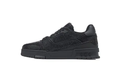 Louis Vuitton LV Trainer Crystals All Black Sneakers 01