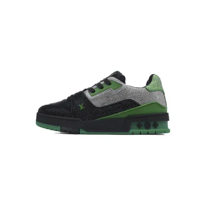 Louis Vuitton LV Trainer Crystals Black/Green Sneakers 01