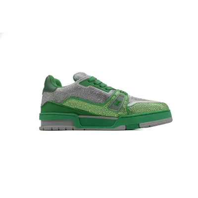 Louis Vuitton LV Trainer Crystals Grey/Green Sneakers 02