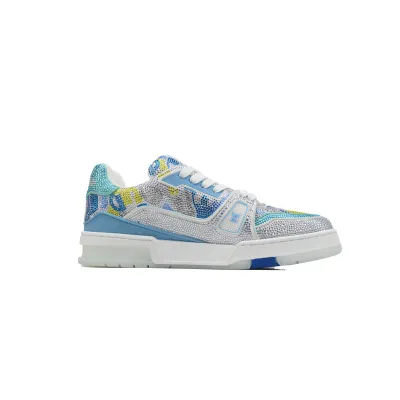 Louis Vuitton LV Trainer Crystals Light Blue/Silver Sneakers 02