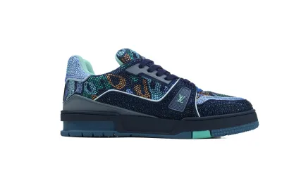 RSOUTFIT Louis Vuitton LV Trainer Crystals Black/Navy Blue Sneakers 02