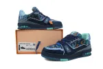 RSOUTFIT Louis Vuitton LV Trainer Crystals Black/Navy Blue Sneakers