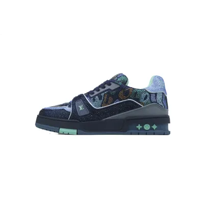 RSOUTFIT Louis Vuitton LV Trainer Crystals Black/Navy Blue Sneakers 01