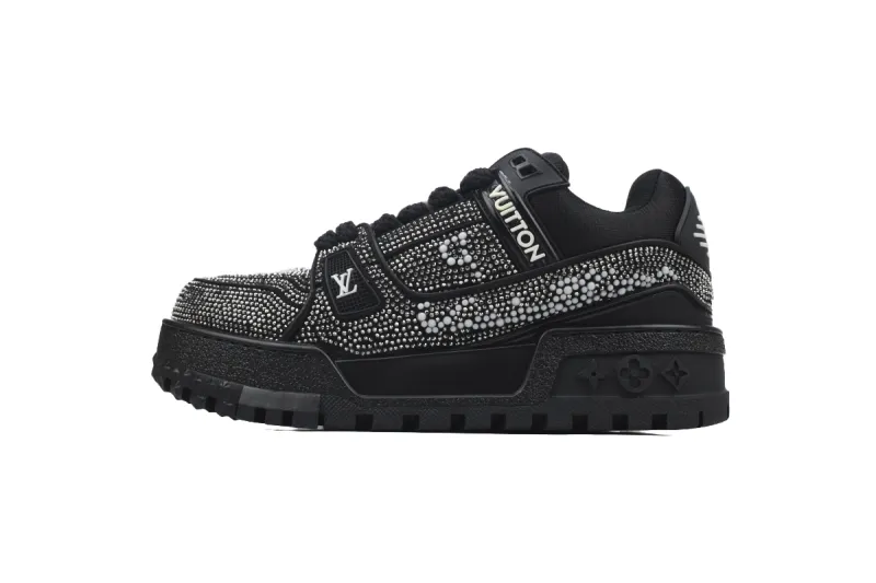 RSOUTFIT Louis Vuitton LV Trainer Maxi Sneaker All Black Diamond