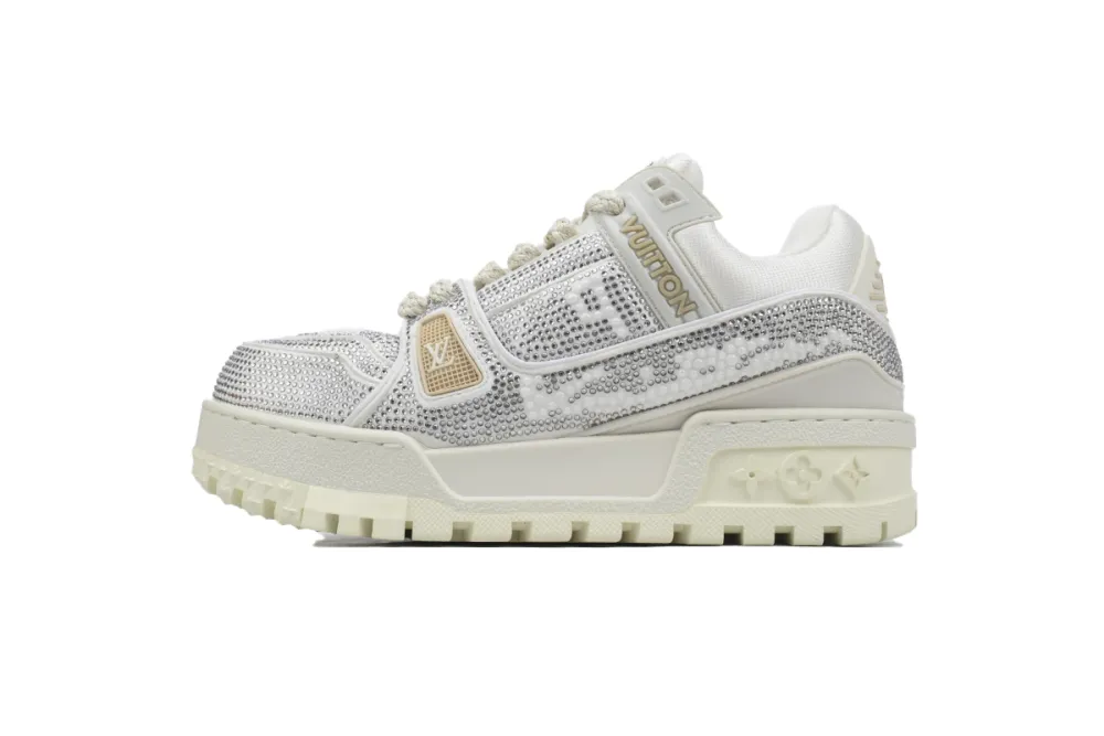 RSOUTFIT Louis Vuitton LV Trainer Maxi Sneaker White Khaki Diamond