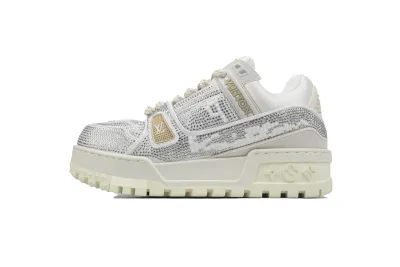 RSOUTFIT Louis Vuitton LV Trainer Maxi Sneaker White Khaki Diamond 01