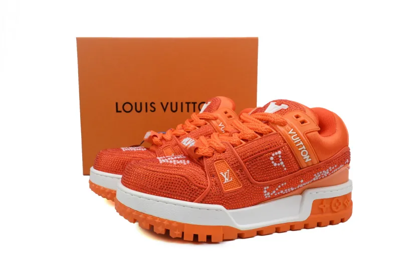 RSOUTFIT Louis Vuitton LV Trainer Maxi Sneaker White Orange Diamond