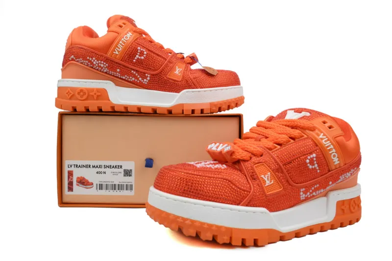 RSOUTFIT Louis Vuitton LV Trainer Maxi Sneaker White Orange Diamond
