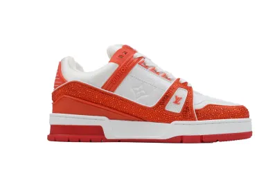 Louis Vuitton LV Trainer Sneaker Swarovksi Crystals Orange 1ACVXV 02