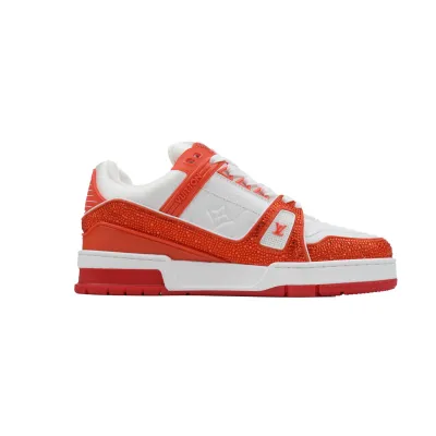 Louis Vuitton LV Trainer Sneaker Swarovksi Crystals Orange 1ACVXV 02