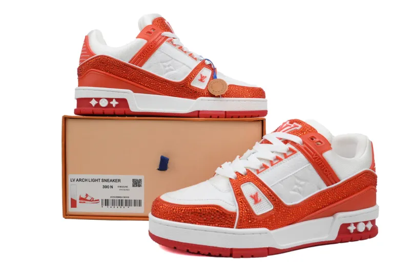 Louis Vuitton LV Trainer Sneaker Swarovksi Crystals Orange 1ACVXV